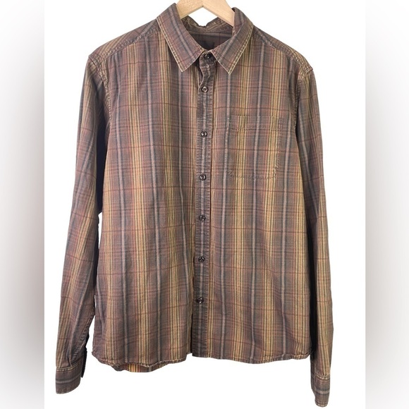 PrAna Men’s Brown Plaid Long Sleeve Button Shirt - Picture 1 of 3